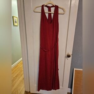 Red Satin Banana Republic Midi Dress Size Large